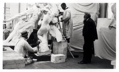 Auguste Rodin in his Paris studio watching the construction of a sculpture, 1905 by Unbekannt Unbekannt